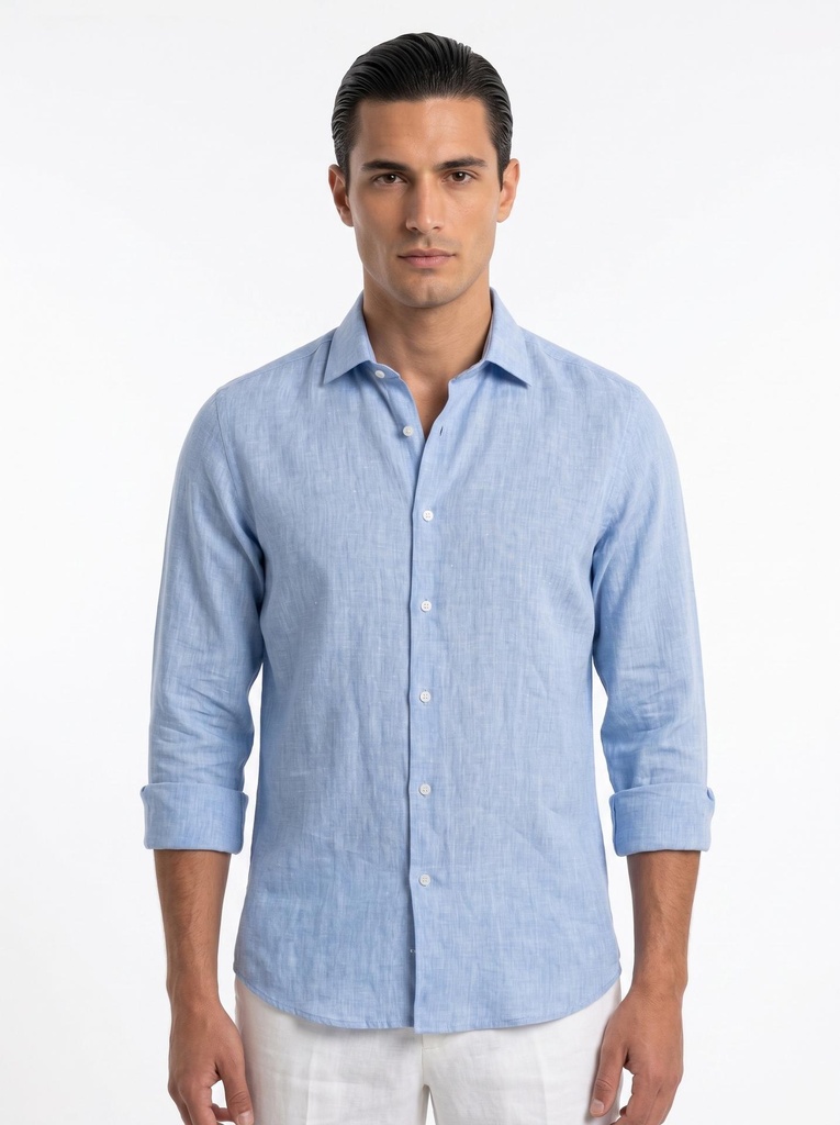 قميص برينتفيلد كتان سليم كم طويل رجالي
