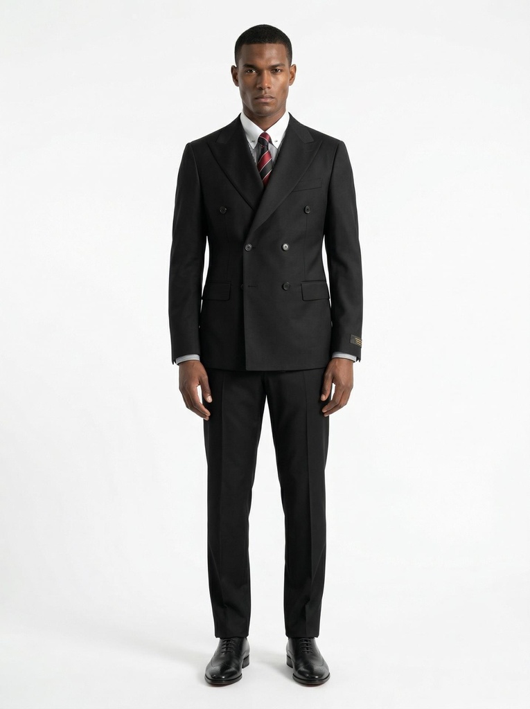 Ennio Tardini Solid Double-Breasted Suit Men