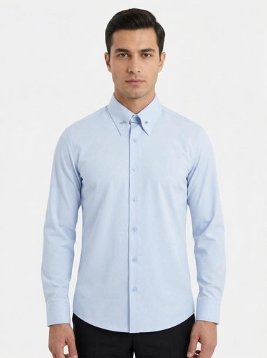 [4142] Manschett Solid Button-Down Dress Shirt Men (S)