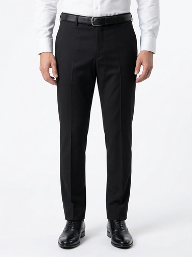 [2060] Score Flat-Front Woven Dress Pants Men (Black, 30)
