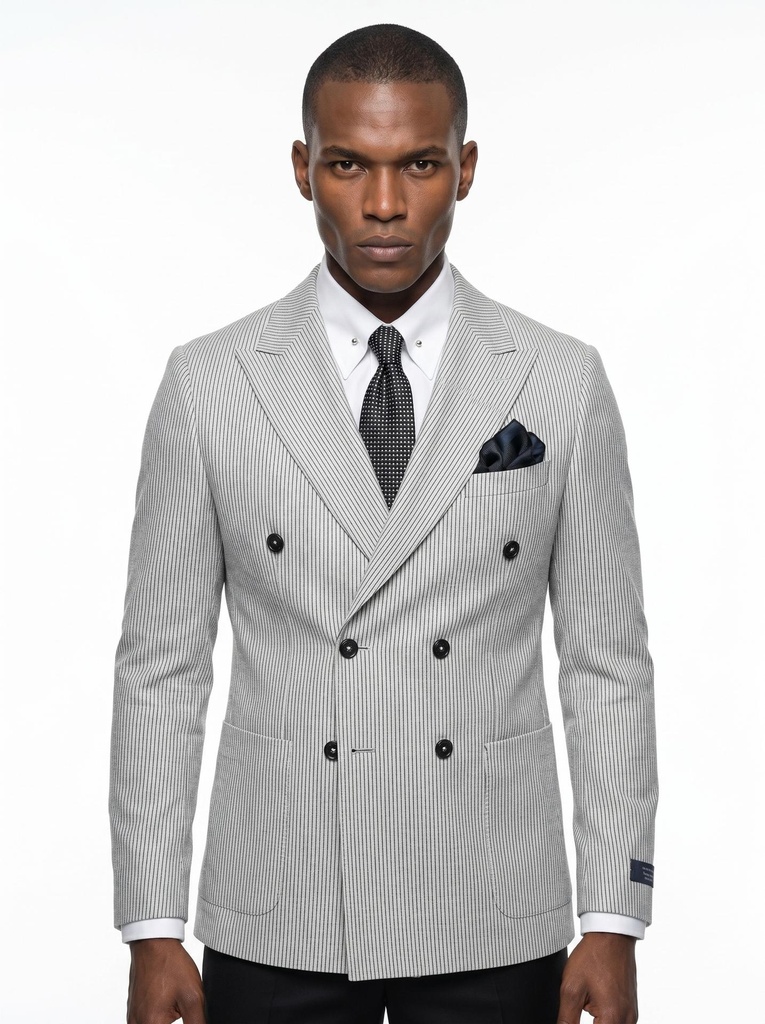 Ennio Tardini Striped Double-Breasted Blazer Men