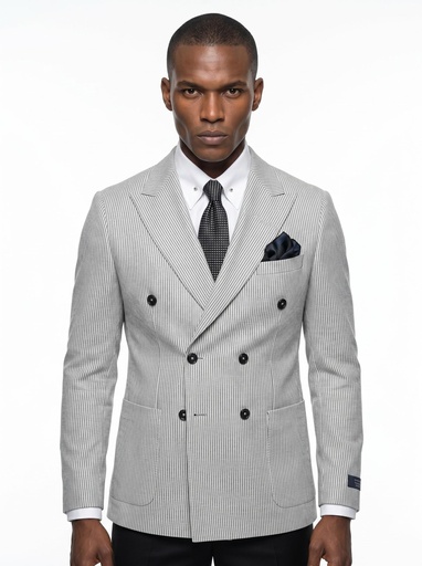[2264-01] Ennio Tardini Striped Double-Breasted Blazer Men (48)