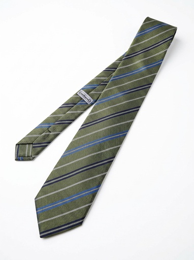 [CTS-OLV-STR] Cocharel Striped Silk Tie Men