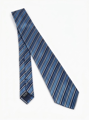 [CTS-BLU-STC] Cocharel Striped Silk Tie Men