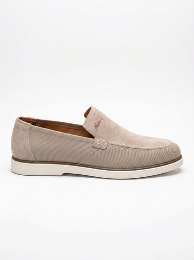 [STN-30-10-BEI-41] Nava Suede Slip-On Loafers Men (Beige, 41)