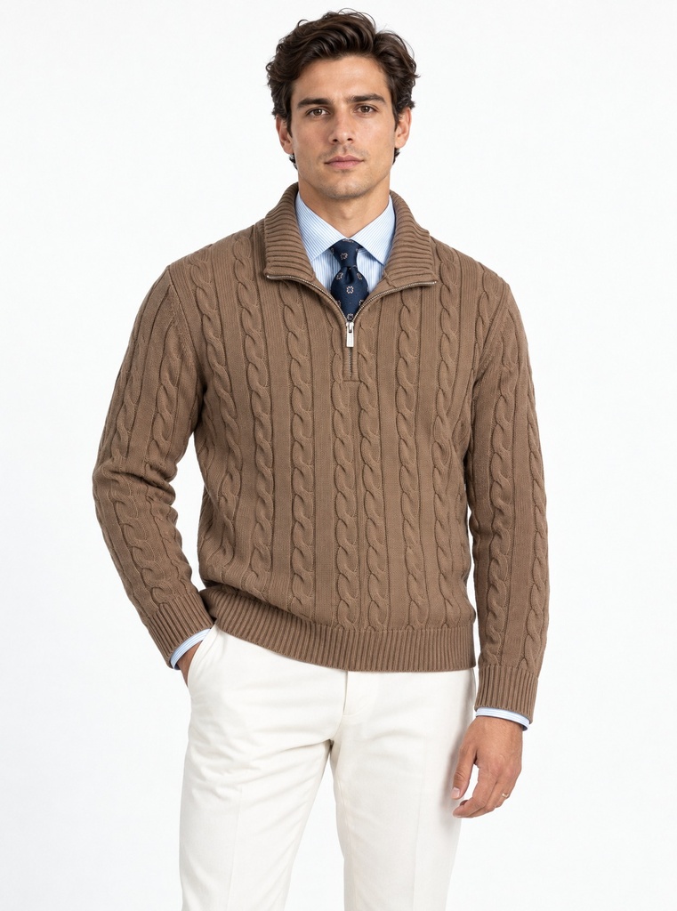 Frappoli Cable Knit Half-Zip Sweater Men