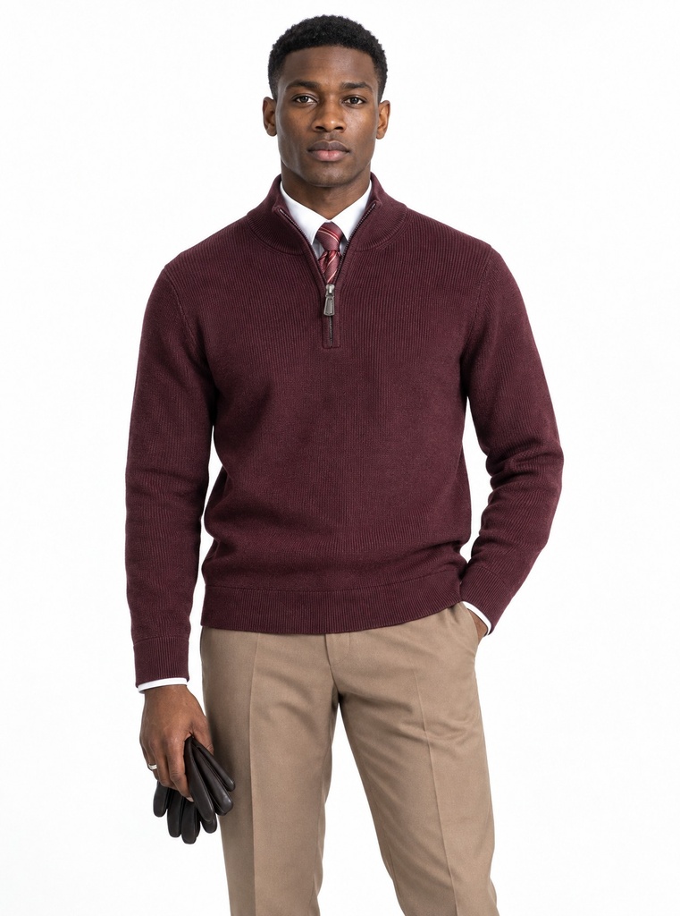 Frappoli Ribbed Half-Zip Knit Sweater Men