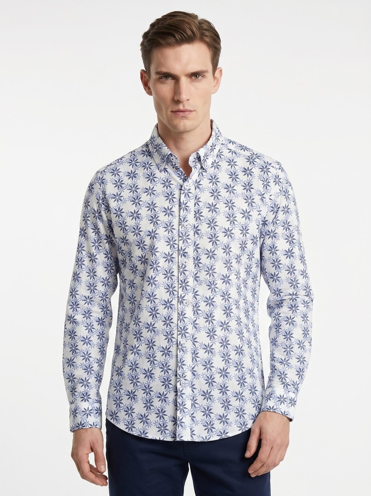 Pound Slim-Fit Printed Dress Shirt Men