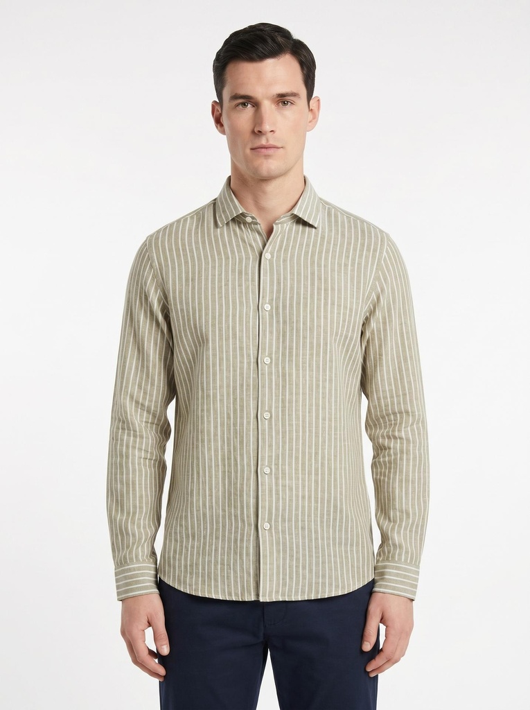 Polim Pierre Striped Linen Shirt Men
