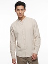 Polim Pierre Linen Mandarin Collar Shirt Men